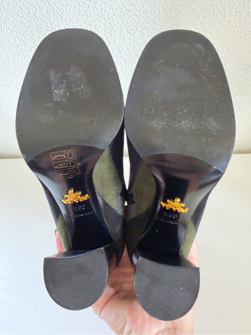 Prada Patchwork Suede Jewel Tone Ankle Boots Size EU 36.5 Blue Green Gray Black - Picture 9 of 11